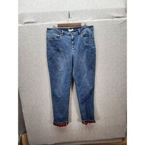 Coldwater Creek Womens Blue Jeans Size 16 with Red & Black Plaid  Flannel Lining